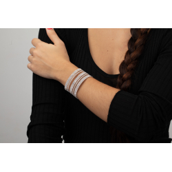 Bronze Zircon Bracelets Adaptable Bracelet - Bronze Stripes 42mm - Gold Color and Silver Color