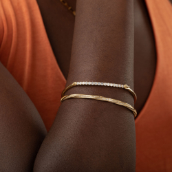 Bronze Zircon Bracelets Slave Bracelet - Braided Bronze 3.5mm - Gold and Silver Color