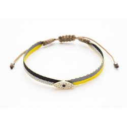 Pulsera Bronce Liso Pulsera de Cinta Bronce - Ojo Turco - Ajustable - Color Oro