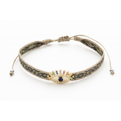 Pulsera Bronce Liso Pulsera de Cinta Bronce - Ojo Turco - Ajustable - Color Oro