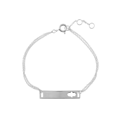 Pulsera Plata Lisa Pulsera Plata 925 - Placa Mano Fatima 28mm