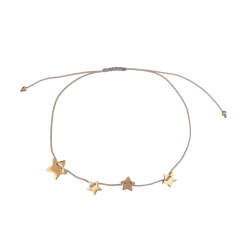 Pulsera Plata Lisa Pulsera Macramé - 4 Estrellas