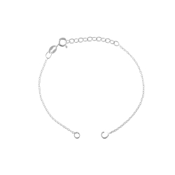 Bracelets Argent Lisse Bracelet à maillons 2 Anneaux 16 cm