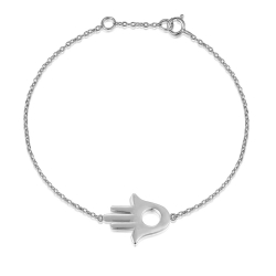 Armbänder Glattes Silber Armband Silber - Hand der Fatima 11 x 13