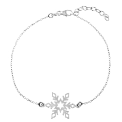 Silver Bracelets Silver Bracelet - 14mm Snowflake - Rhodium Silver