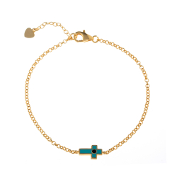 Silver Bracelets Silver Bracelet - Enamel Cross 10*6mm