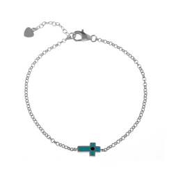 Armbänder Glattes Silber Armband Silber - Emaille Kreuz 10 x 6 mm