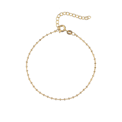 Pulsera Plata Lisa Pulsera Bola Diamantada 17+4 cm Bañado Oro y Plata Rodiada