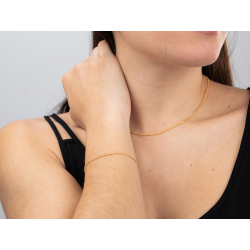 Pulsera Plata Lisa Pulsera Bola Diamantada 17+4 cm Bañado Oro y Plata Rodiada