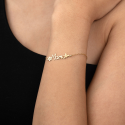 Silver Bracelets Silver Bracelet - Mama 34mm - 16+4cm - Gold Plated and Rhodium Silver