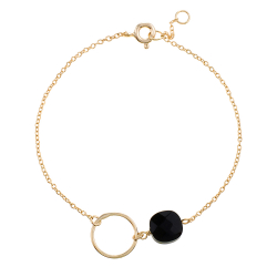 Pulsera Plata Mineral Pulsera - Mineral y Aro - 8mm