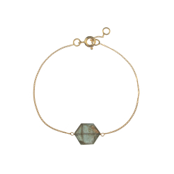 Silver Stone Bracelets Silver Bracelet - Mineral Hexagonal 11*15 mm - 17+1,5cm - Gold Plated and Rhodium Silver