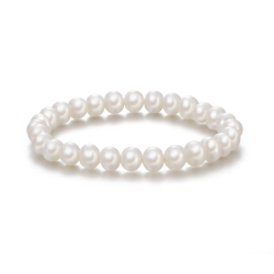 Silver Stone Bracelets Stretchable Mineral Bracelet - Cultured Pearl 6 - 7 mm