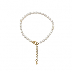 Bracelets Argent Minéral Bracelet Perle Cultivée - 5 mm - Qualité AAA+ - 16+5 cm - Plaqué Or et Rhodium