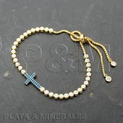 Pulsera Plata Circonita Pulsera Circonita - Cruz 15mm - CZ Bolas