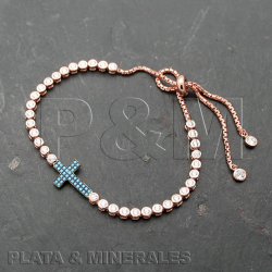 Pulsera Plata Circonita Pulsera Circonita - Cruz 15mm - CZ Bolas