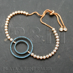 Pulsera Plata Circonita Pulsera Circonita - Circulos - Plata Chapado Rosa