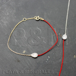 Pulsera Plata Circonita Pulsera Circonita con Hilo - Lagrima - 8*9mm