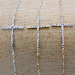 Silver Zircon Bracelets Zirconia Bracelet - Cross 30 * 18