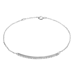 Silver Zircon Bracelets Zirconia Bracelet - 35mm Bar