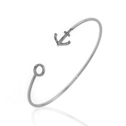 Silver Zircon Bracelets Zirconia Bracelet - 12mm Anchor