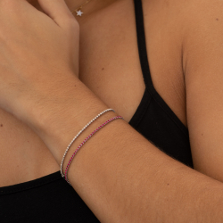 Pulsera Plata Circonita Pulsera Circonita - 1mm - Tenis - Plata Rodiada