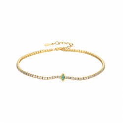 Pulsera Plata Circonita Pulsera Tenis - Circonita Marquesa - 16 + 4 cm - Bañada Oro