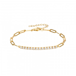 Silver Zircon Bracelets Tennis Link Bracelet -  Zirconia - 16 + 4 cm - Gold Plated and Rhodium Silver