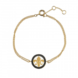 Pulsera Plata Circonita Pulsera Circulo - Flor de Lis 14mm - Bañado Oro