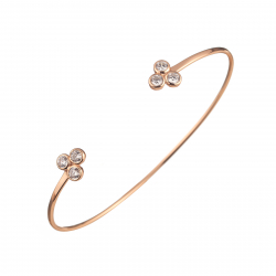 Pulsera Plata Circonita Pulsera Rigida - Tres Circonia7,5mm - Bañado Oro Rosa