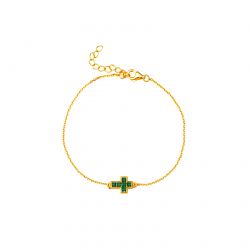 Pulsera Plata Circonita Pulsera Cruz 9,50*7,50 mm - Circonita - 16+3 cm - Bañado Oro y Plata Rhodiada