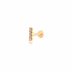 Steel Zircon Piercings Piercing Bar - 7mm - Zirconia - Gold Color and Steel