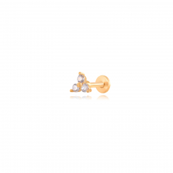 Steel Zircon Piercings Piercing Zircon  - Flower - Steel Gold Color