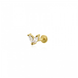 Novedades Piercing Acero Flor - 5 mm - Circonita - Bañado Oro