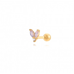 Piercings Acier Zircone Piercing Acier - Fleur 6 mm - Dorure Or et Acier