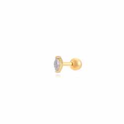 Steel Zircon Piercings Marquise Steel Piercing - 5*2 Mm - Zirconia - Gold Color And Rhodium Plated Steel