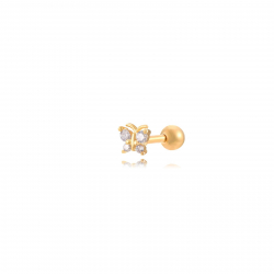 Piercings Edelstahl Zirkonia Piercing Edelstahl Schmetterling - 5 mm - Zirkonia - Farbe Gold und Edelstahl