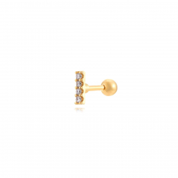 Steel Zircon Piercings Steel Piercing Stick - 7 Mm - Zirconia - Gold Color And Steel