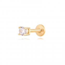 Steel Zircon Piercings Steel Piercing - Zirconia - 3mm and 4 mm - 1 Unit - Gold Color and Steel