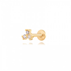 Piercings Edelstahl Zirkonia Piercing Edelstahl - 4 mm - Zirkonia - 1 Einheit - Farbe Gold und Stahl Farbe