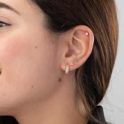 Piercings Acero Circonita Piercing Acero - 4 mm - Circonita - 1 Unidade - Color Oro y Acero