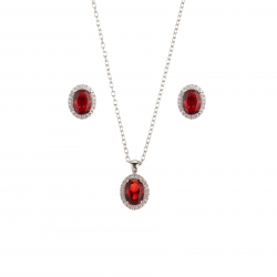 Collar Plata Circonita Conjunto Circonita - 11mm Oval - Plata Rodiada