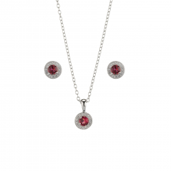 Collar Plata Circonita Conjunto Circonita - 7,5mm Redonda - Plata Rodiada
