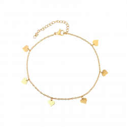 Steel Anklets Steel Anklet - Heart - 20+5cm - Gold Plated