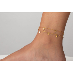 Steel Anklets Steel Anklet - Heart - 20+5cm - Gold Plated