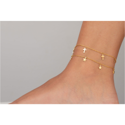 Steel Anklets Steel Anklet - Stars - 20+5cm - Gold Plated