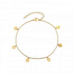 Steel Anklets Heart - Steel Anklet -  20+5cm - Gold Plated