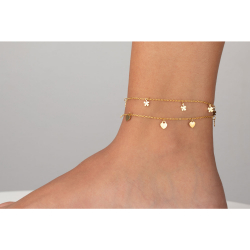 Steel Anklets Heart - Steel Anklet -  20+5cm - Gold Plated