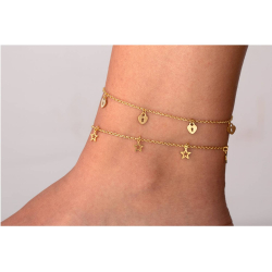 Steel Anklets Star - Steel Anklet -  20+5cm - Gold Plated