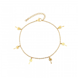 Steel Anklets Steel Anklet - Palm Tree - 20+5cm - Gold Plated